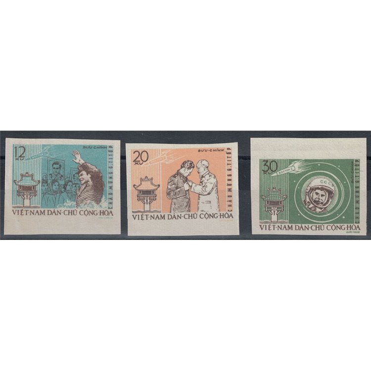 VIETNAM DEL NORD 1962 Guerman Titov 3v MNH**