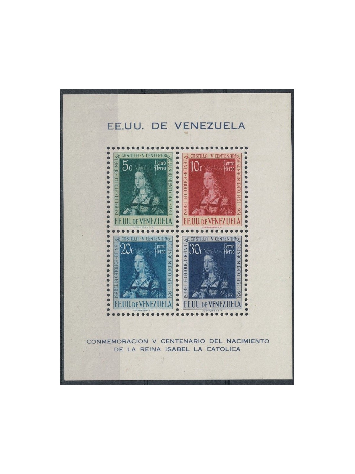 VENEZUELA 1951 Isabella the Catholic s/s MH*