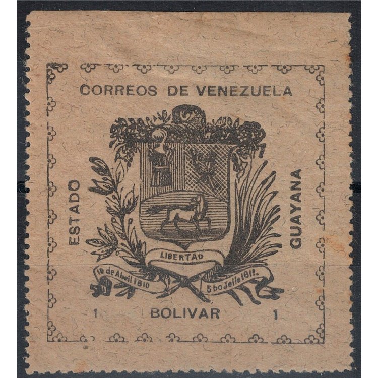 VENEZUELA 1903 Stemma di Guayana 1b nero su grigio MH*