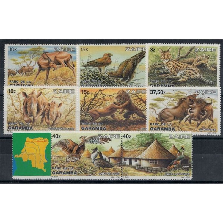 ZAIRE 1984 Parco Garamba, animali 8v MNH**