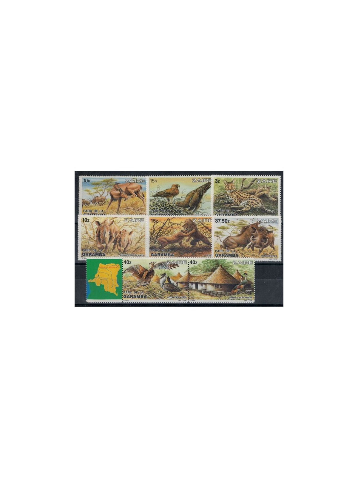 ZAIRE 1984 Parco Garamba, animali 8v MNH**