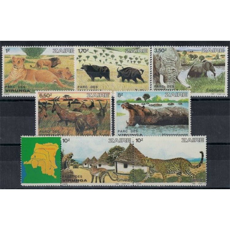 ZAIRE 1982 Virunga Park, animals 7v MNH**