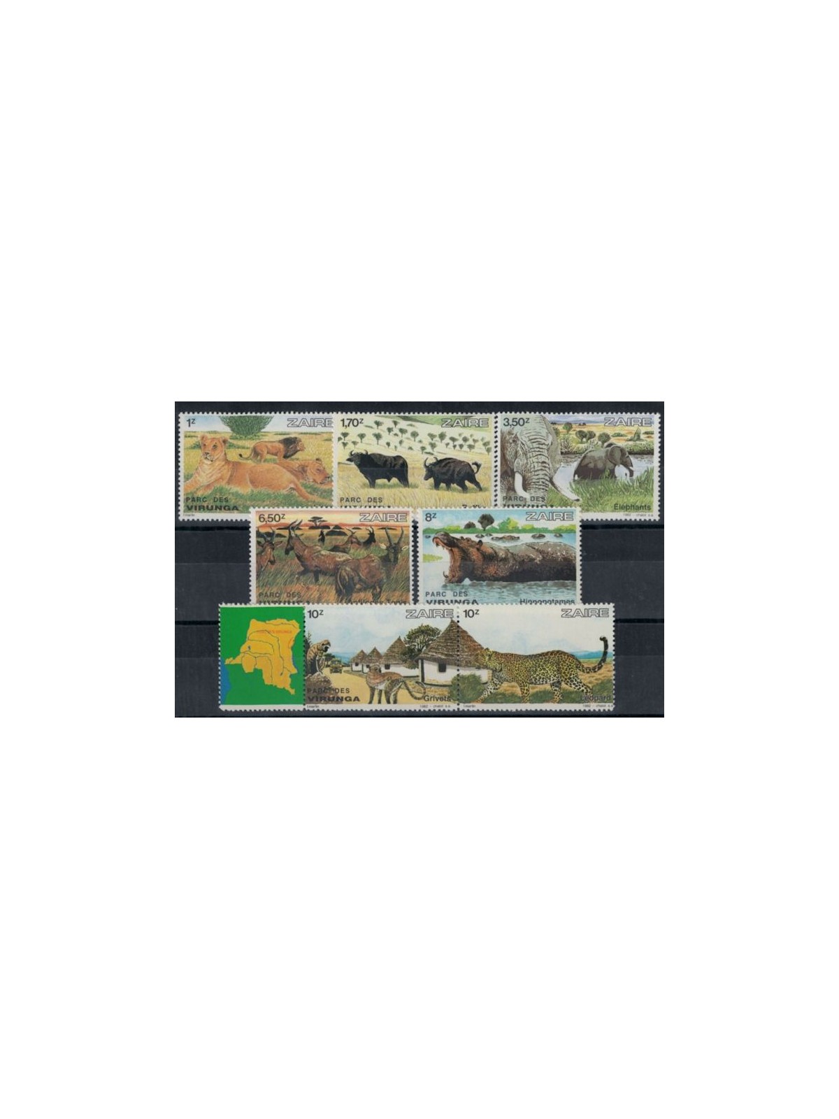 ZAIRE 1982 Virunga Park, animals 7v MNH**