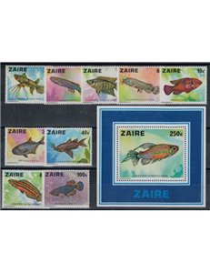 ZAIRE 1978 Fauna marina, pesci 9v + 1 BF MNH**