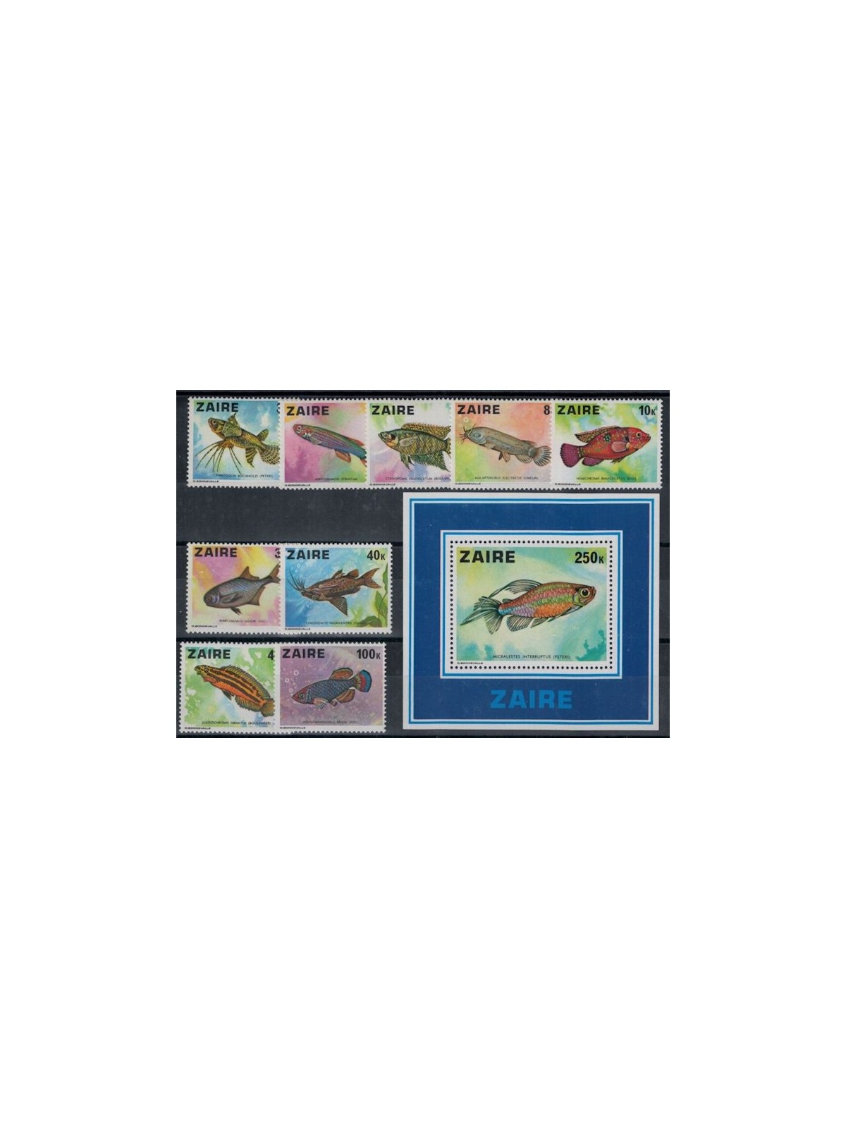ZAIRE 1978 Marine fauna, fish 9v + 1 s/s MNH**