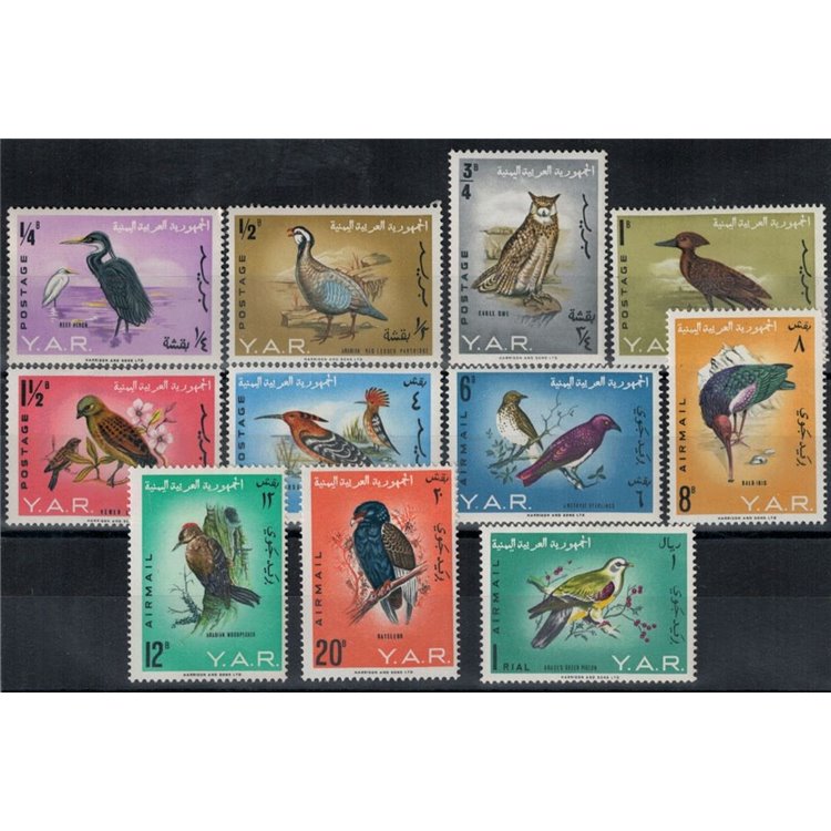 YEMEN YAR 1965 Birds 11v MNH**