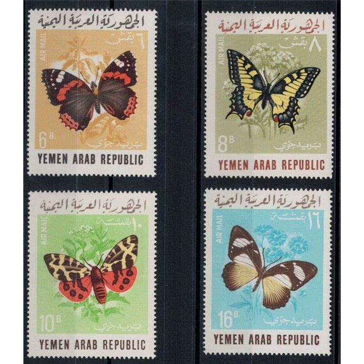 YEMEN YAR 1966 Farfalle, posta aerea 4v MNH**