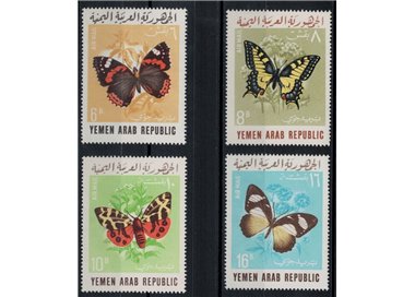YEMEN YAR 1966 Farfalle, posta aerea 4v MNH**