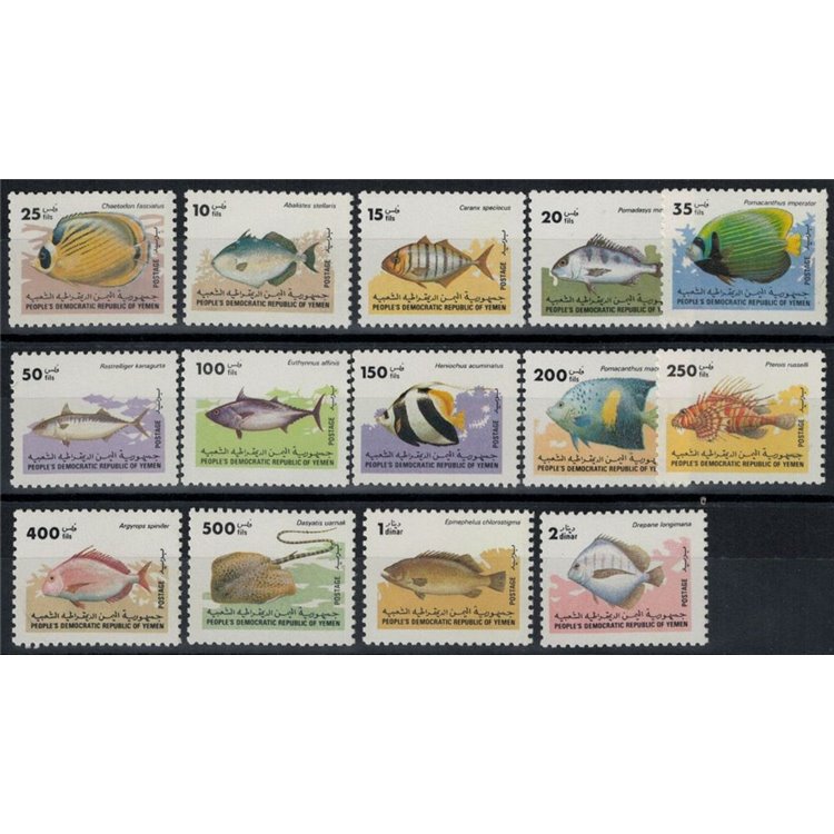 YEMEN REPUBBLICA 1984 Fauna marina, pesci 14v MNH**