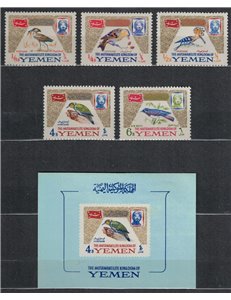 YEMEN REGNO 1965 Uccelli 5v + 1 BF MNH**