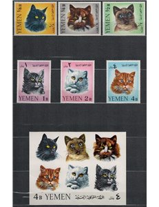 YEMEN REGNO 1965 Gatti 6v + 1 BF MNH**