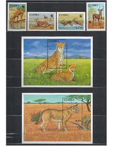 ZAMBIA 1987 Protezione della natura 4v + 2 BF MNH**