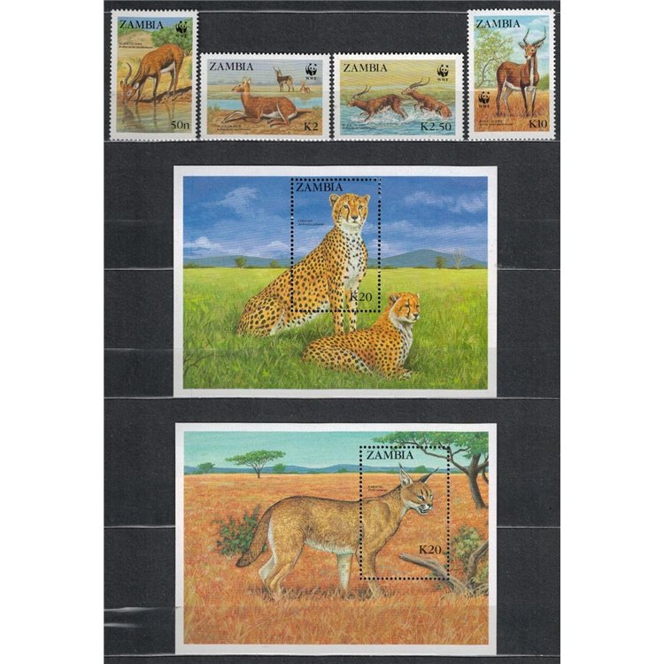 ZAMBIA 1987 Nature conservation 4v + 2 s/s MNH**