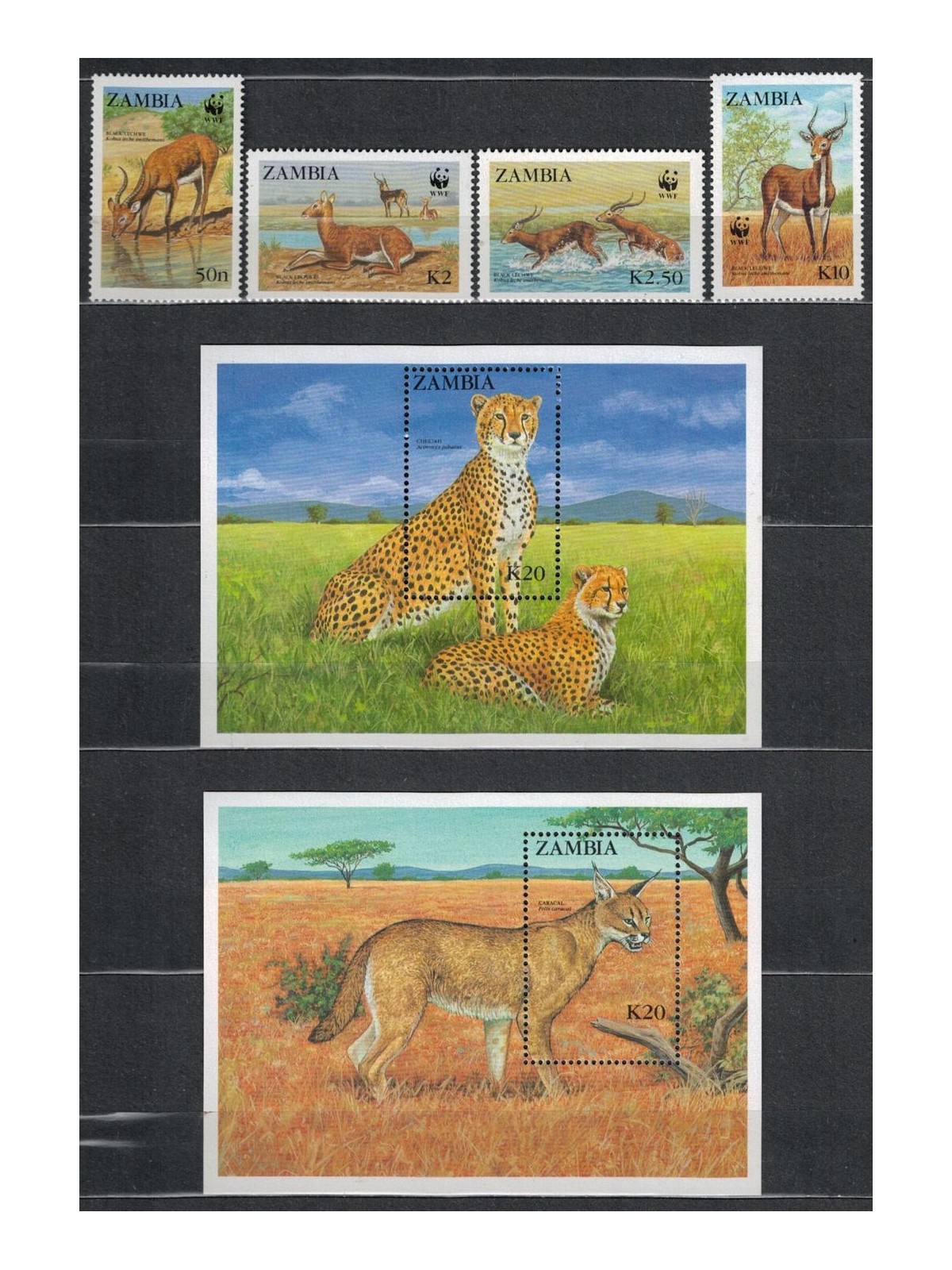 ZAMBIA 1987 Protezione della natura 4v + 2 BF MNH**