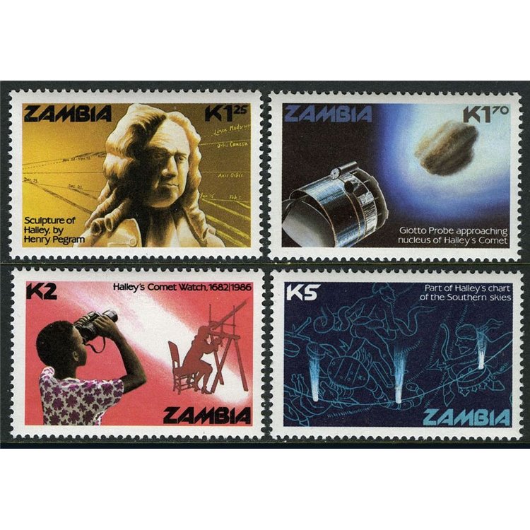 ZAMBIA 1986 Halley's Comet 4v MNH**
