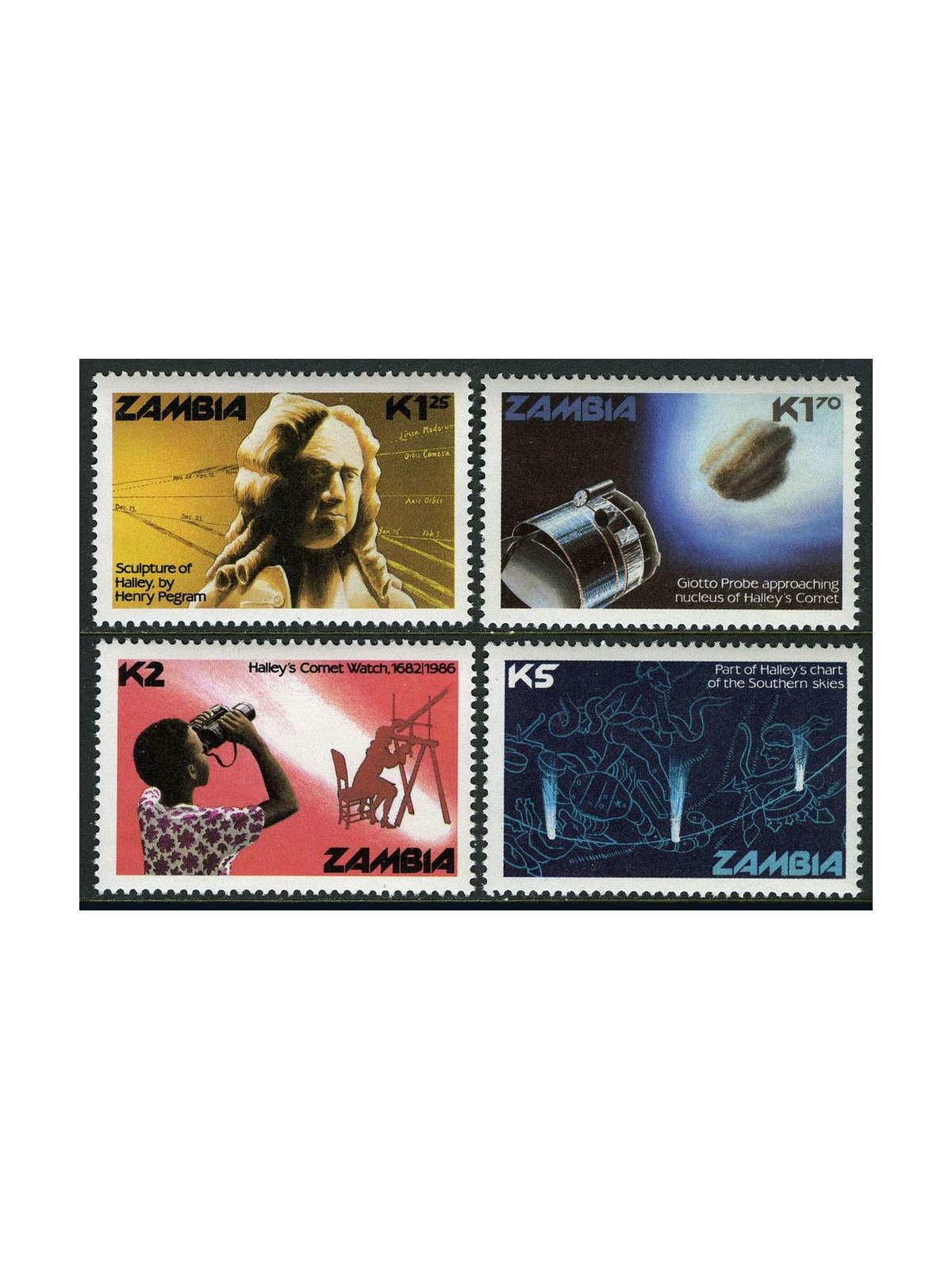 ZAMBIA 1986 Cometa di Halley 4v MNH**