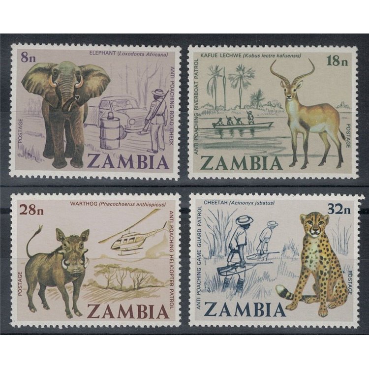 ZAMBIA 1978 Fight against poaching 4v MNH**