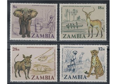 ZAMBIA 1978 Lotta contro il bracconaggio 4v MNH**