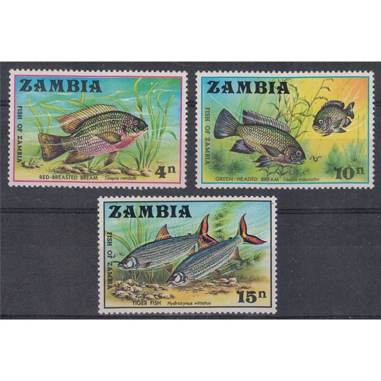 ZAMBIA 1971 Marine fauna, fish 3v MNH**