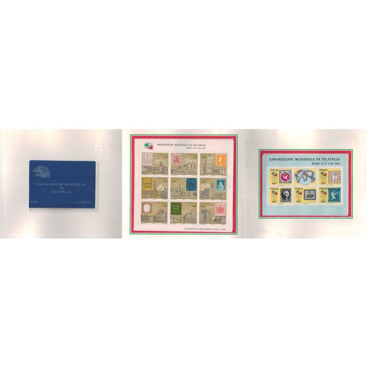 ITALIA 1985 Esposizione di filatelia, folder con 3 BF MNH**