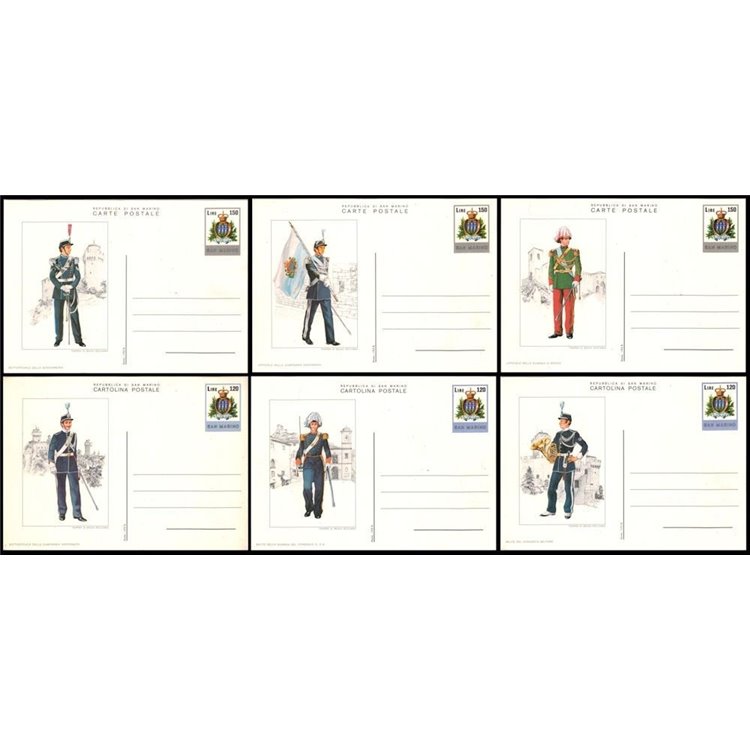 SAN MARINO 1980 Sammarinese Uniforms 6 New Postcards