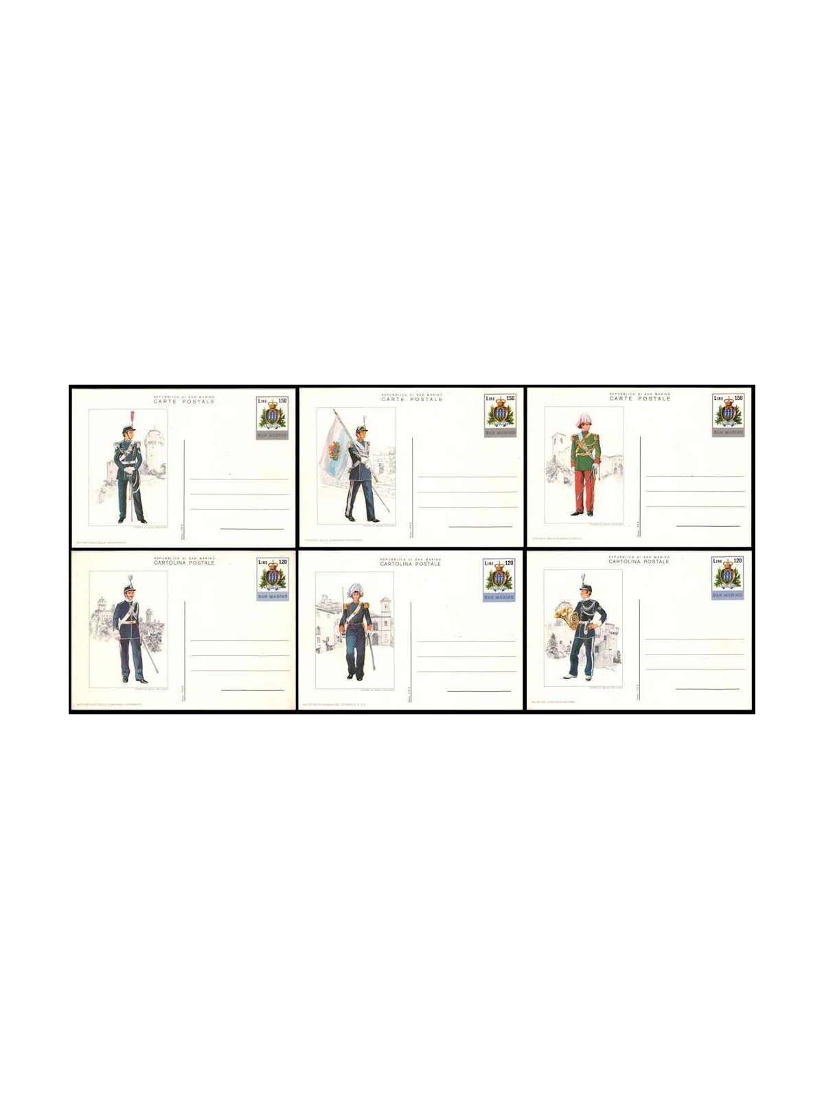 SAN MARINO 1980 Sammarinese Uniforms 6 New Postcards