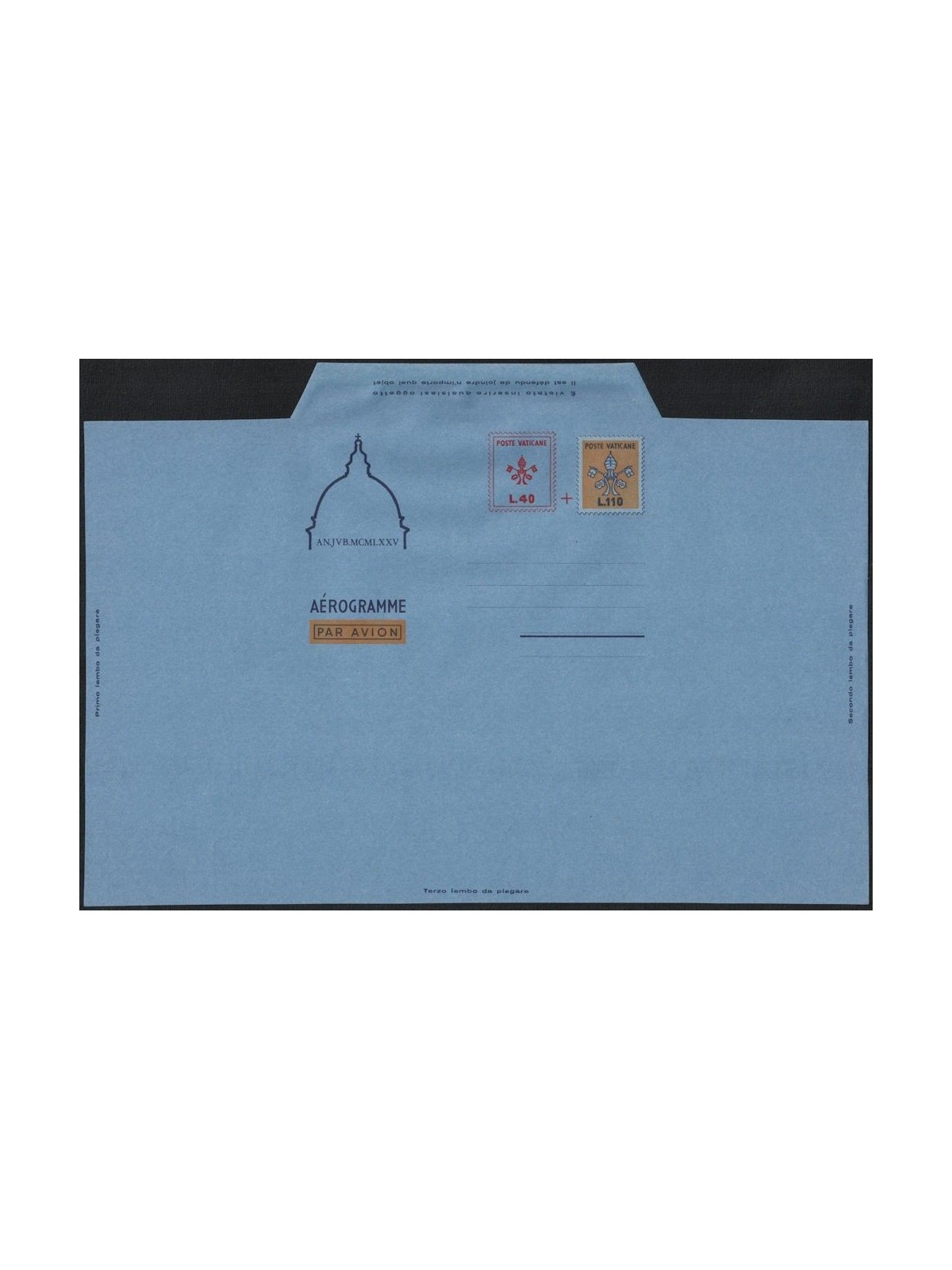 VATICAN 1975 Provisional £40+110, new unfolded aerogram