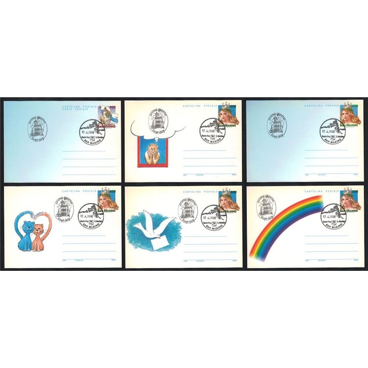 SAN MARINO 1998 Augurali 6 Cartoline Postali FDC