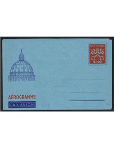 VATICANO 1954 Cupolone £ 100 rosso vermiglio, aerogramma nuovo