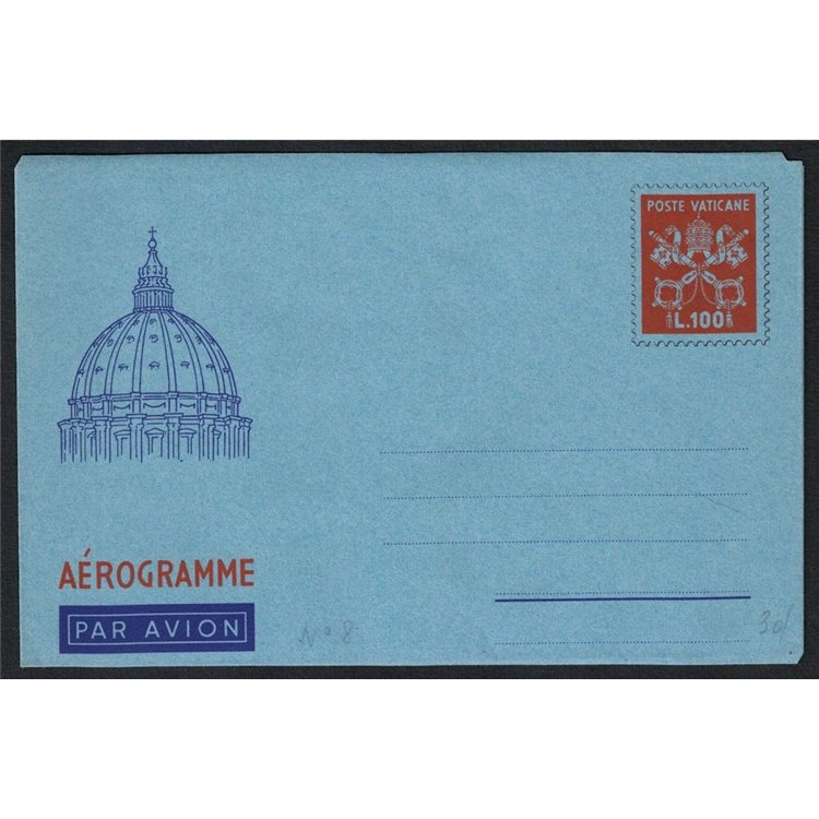 VATICAN 1954 Dome £100 vermilion red, new aerogram