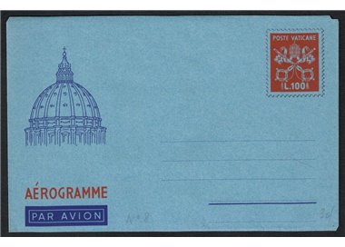 VATICAN 1954 Dome £100 vermilion red, new aerogram