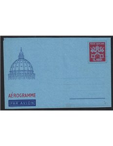 VATICANO 1954 Cupolone £ 100 rosso scuro, aerogramma nuovo