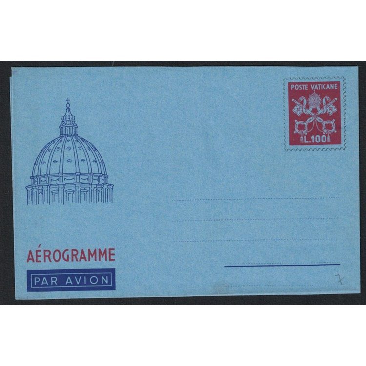 VATICANO 1954 Cupolone £ 100 rosso scuro, aerogramma nuovo