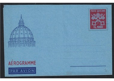 VATICAN 1954 Dome £100 dark red, new aerogram