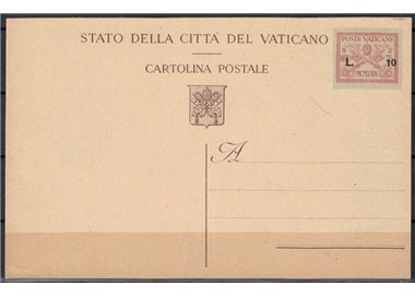 VATICAN 1947 Provisional £10 on 75c carmine, mint postcard