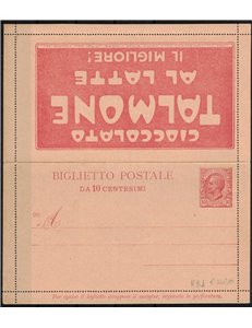 BIGLIETTO POSTALE PUBBLICITARIO (Cioccolato Talmone) 10c Leoni