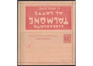 BIGLIETTO POSTALE PUBBLICITARIO (Cioccolato Talmone) 10c Leoni