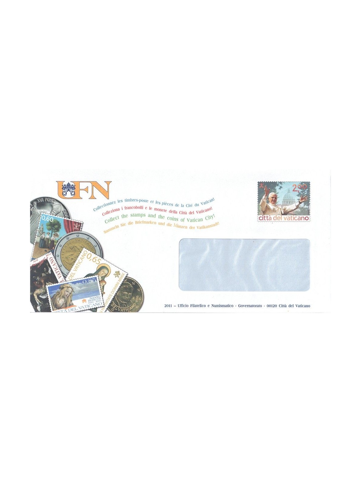 VATICAN 2011 Pope Benedict XVI and the Dome (Postal Envelope) new