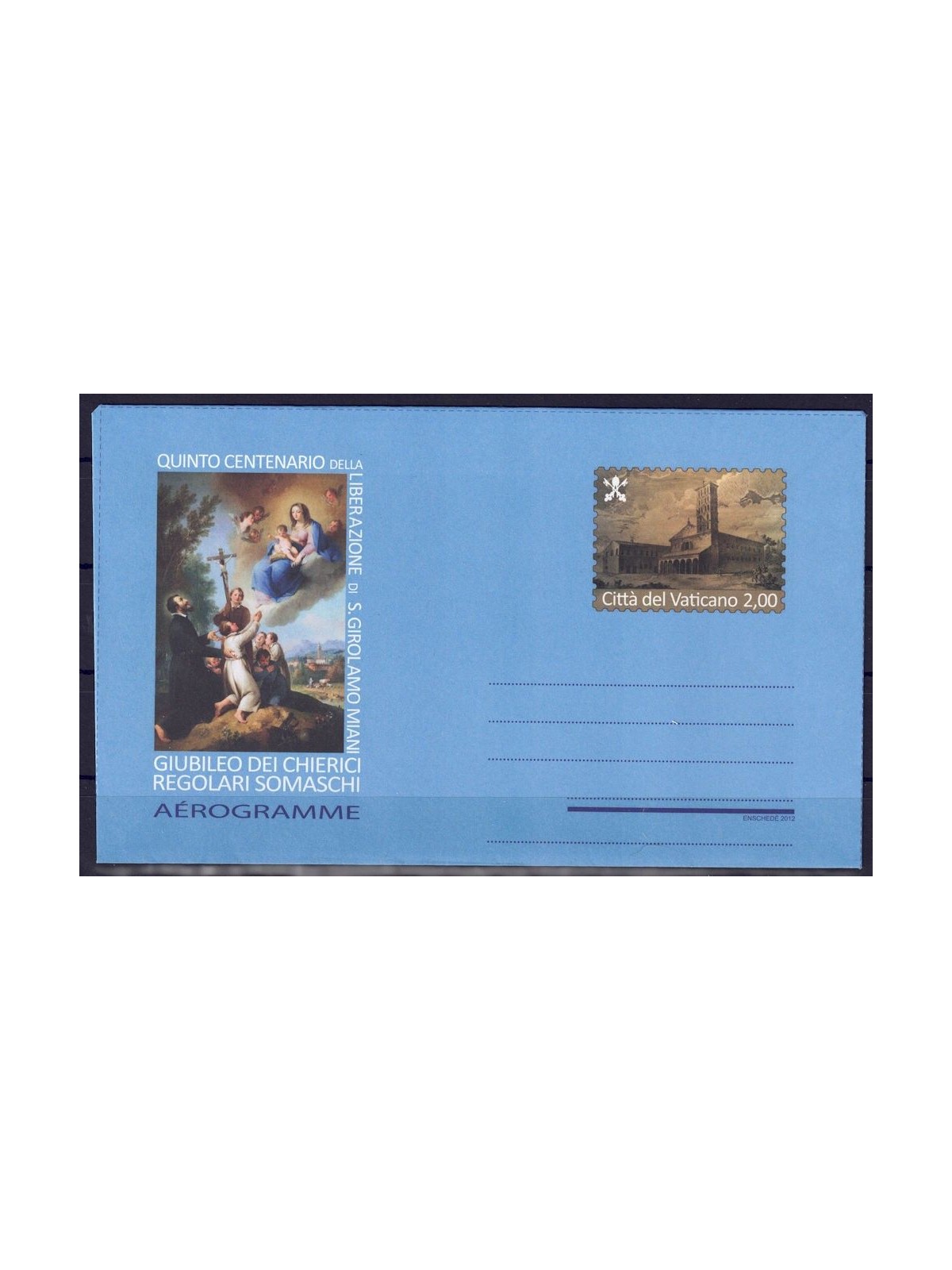VATICAN 2012 Jubilee Year Somasco (aerogram) new