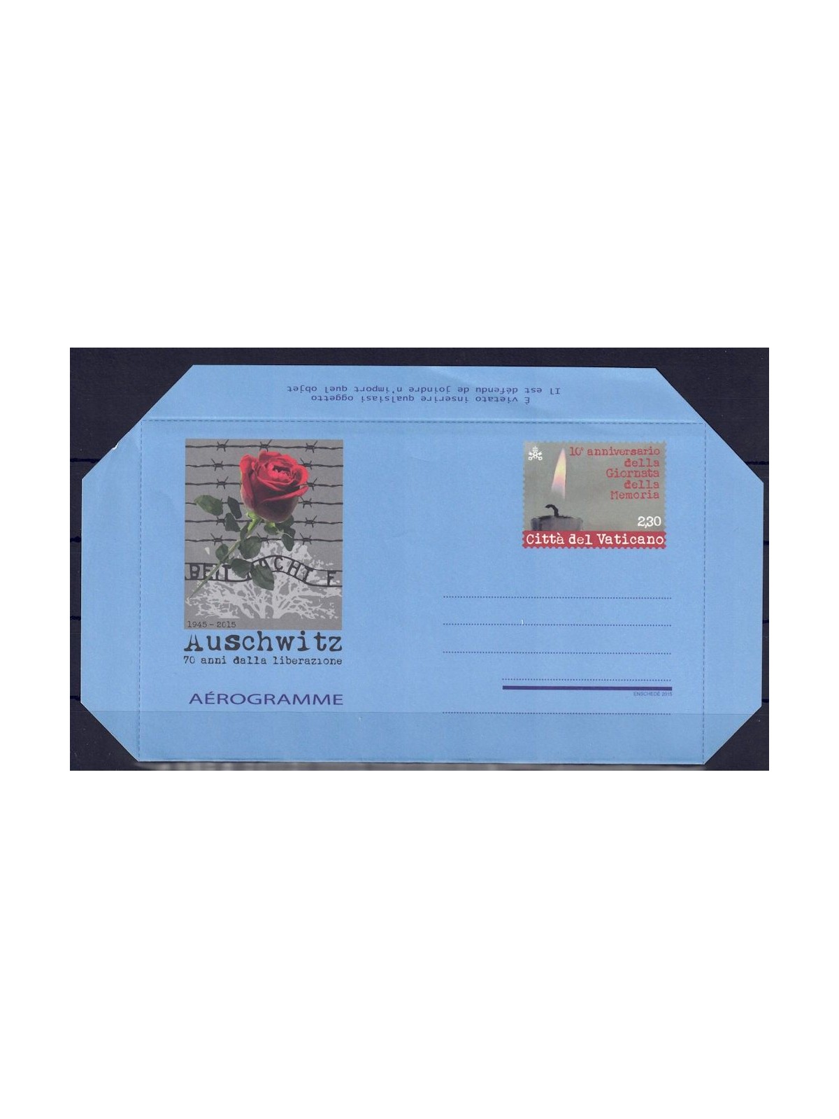 VATICAN 2015 Auschwitz (aerogram) new