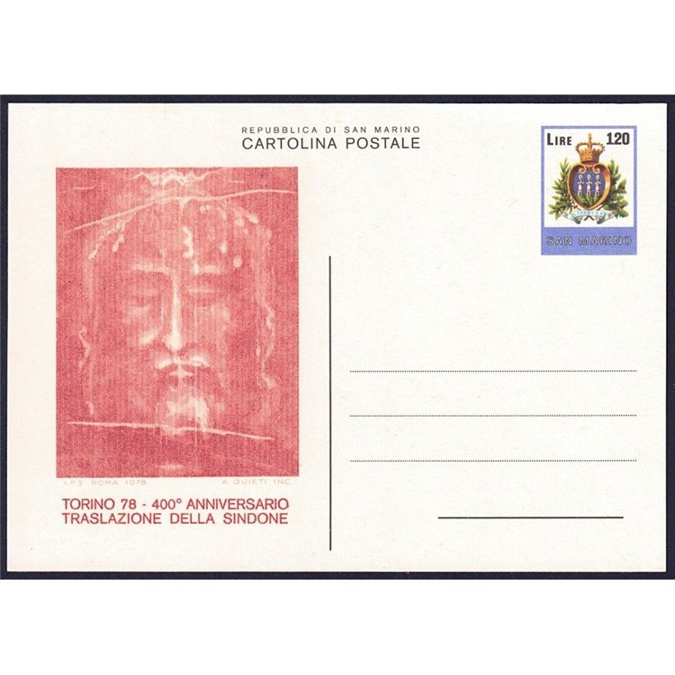 SAN MARINO 1978 Holy Shroud (Postcard)