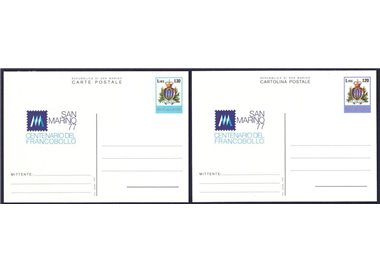SAN MARINO 1977 Centenario del Francobollo, 2 cartoline postali