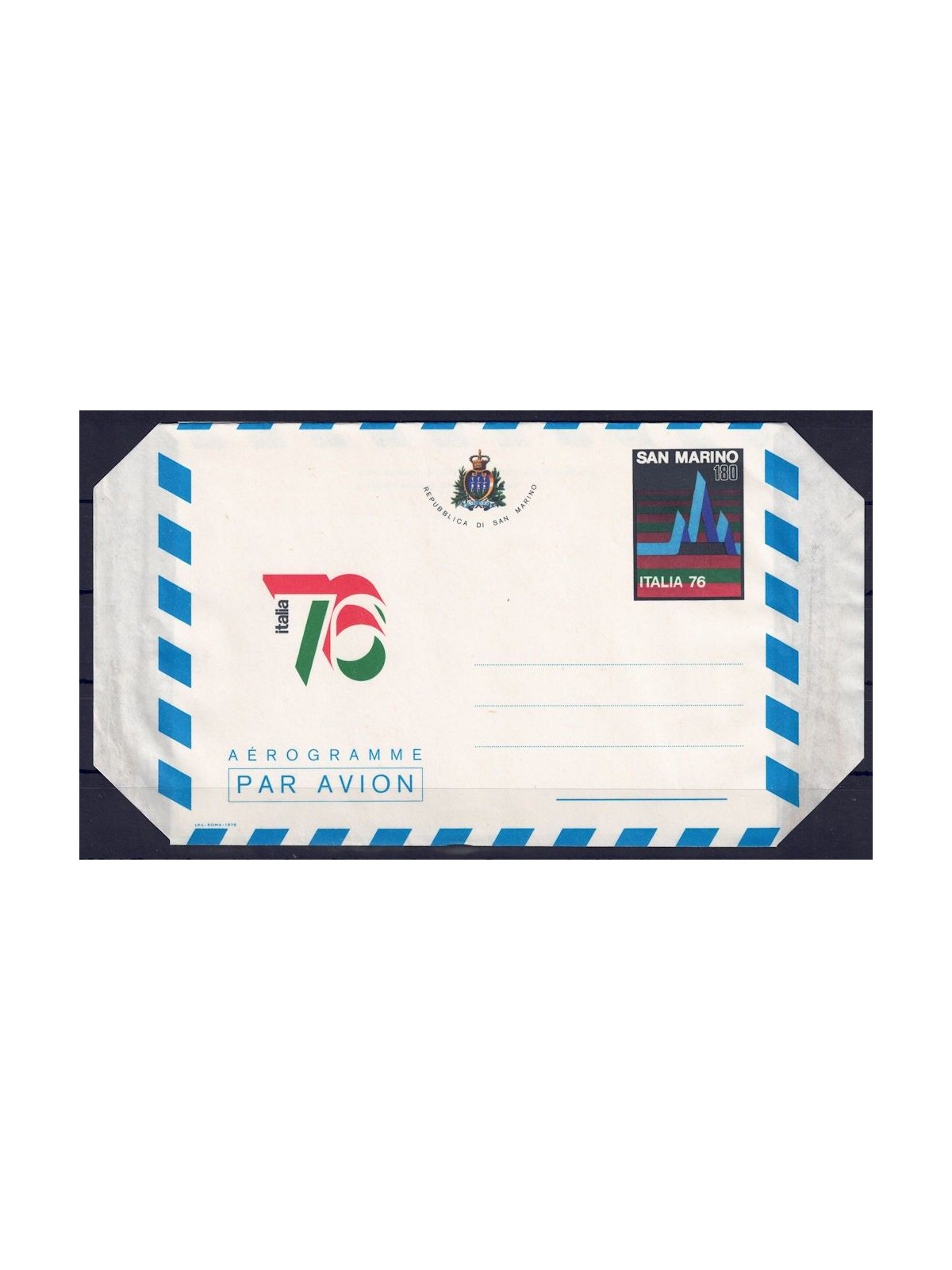 SAN MARINO 1976 Philatelic Exhibition, new aerogram