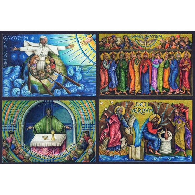 VATICANO 2015 Concilio Ecumenico Vaticano II, 4 Cartoline Postali nuove