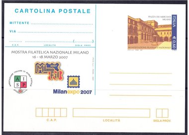 ITALIA 2007 MILANOFIL, Cartolina Postale nuova