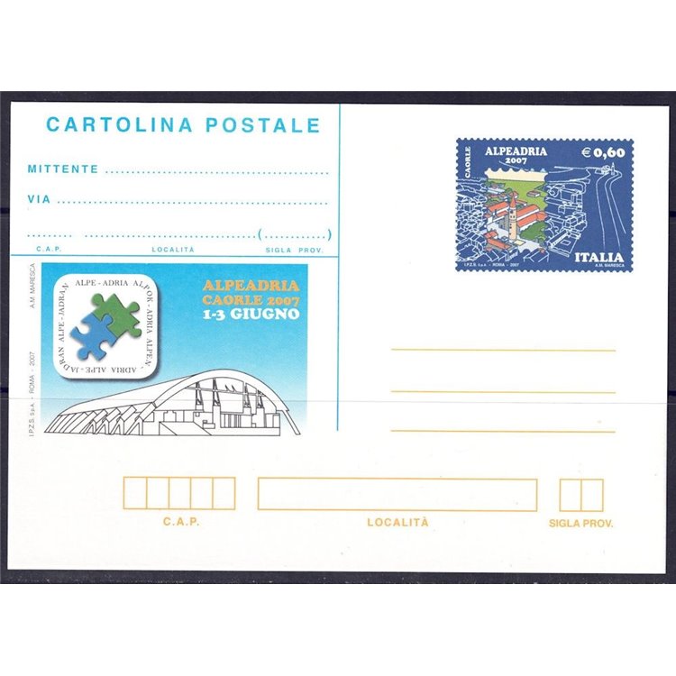 ITALIA 2007 ALPEADRIA, Cartolina Postale nuova
