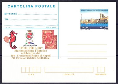 ITALIA 2008 MOLPHIL, Cartolina Postale nuova