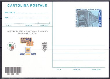 ITALIA 2009 MILANEXPO, Cartolina Postale nuova