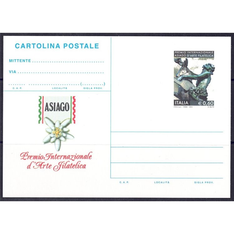 ITALIA 2010 ASIAGO, Cartolina Postale nuova