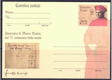 ITALIA 2010 FRANCESCO DATINI, Cartolina Postale nuova